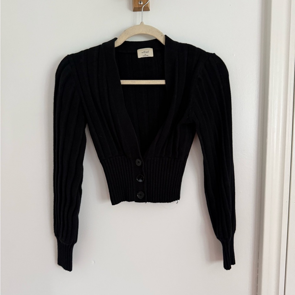 Aritzia Black Knit Ribbed Cardigan - size XS